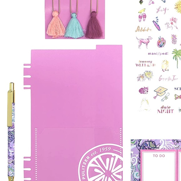 Lilly Pulitzer Agenda Bonus Pack Turtle Mermaid Zipper Pouch Pencil Case Set NWT - Picture 3 of 7